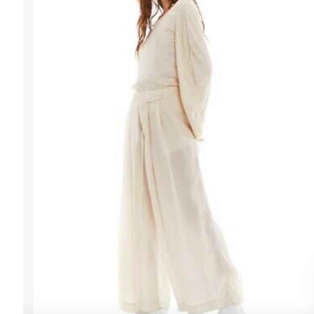 Young Fabulous and broke tan satin
wide leg pants